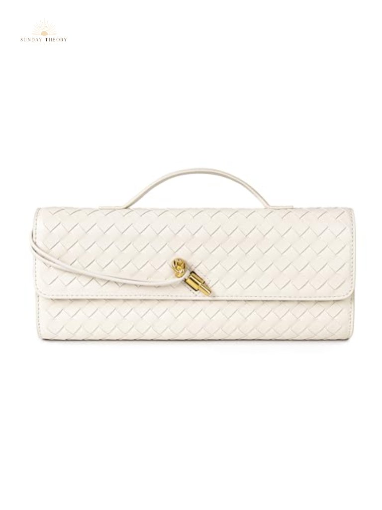 Woven Vegan Leather Clutch Evening Bag Crossbody Purse Formal